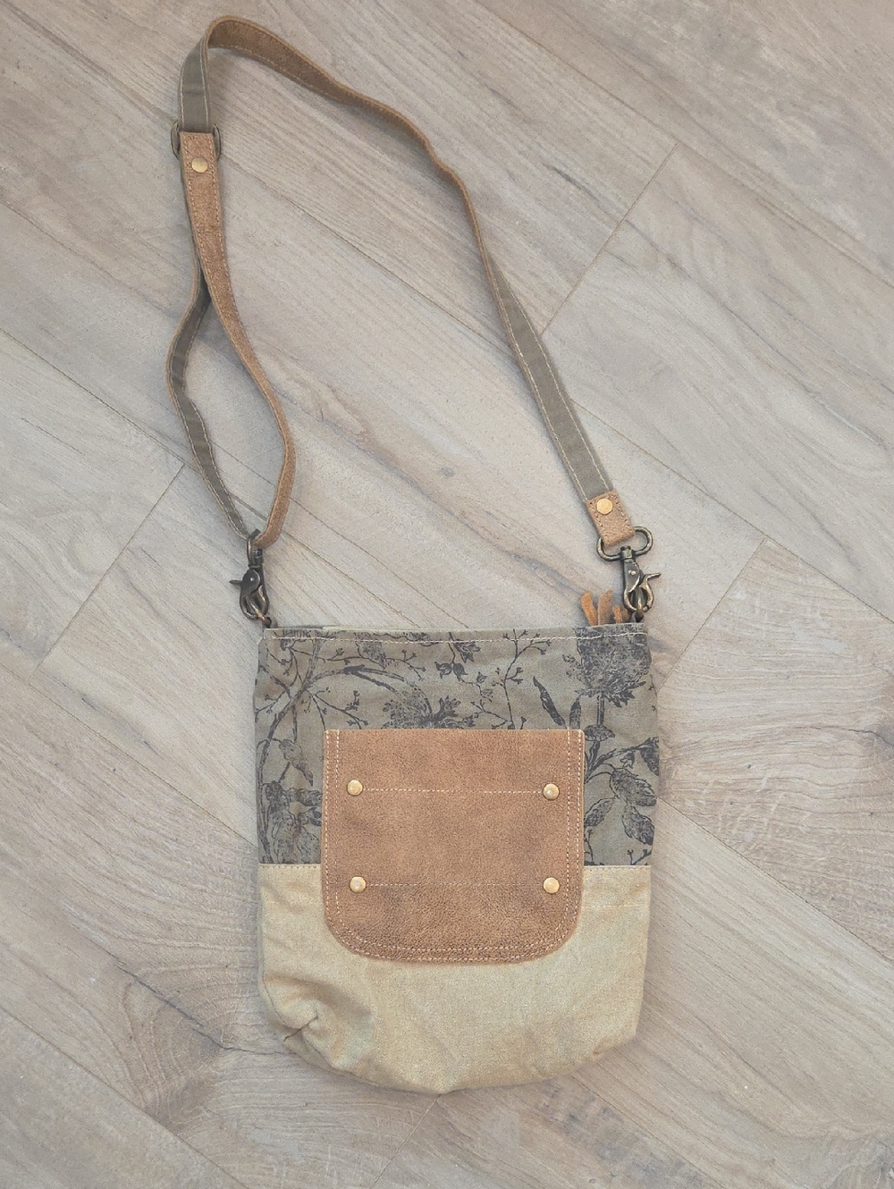Myra Upcycled Leather/Canvas Bag